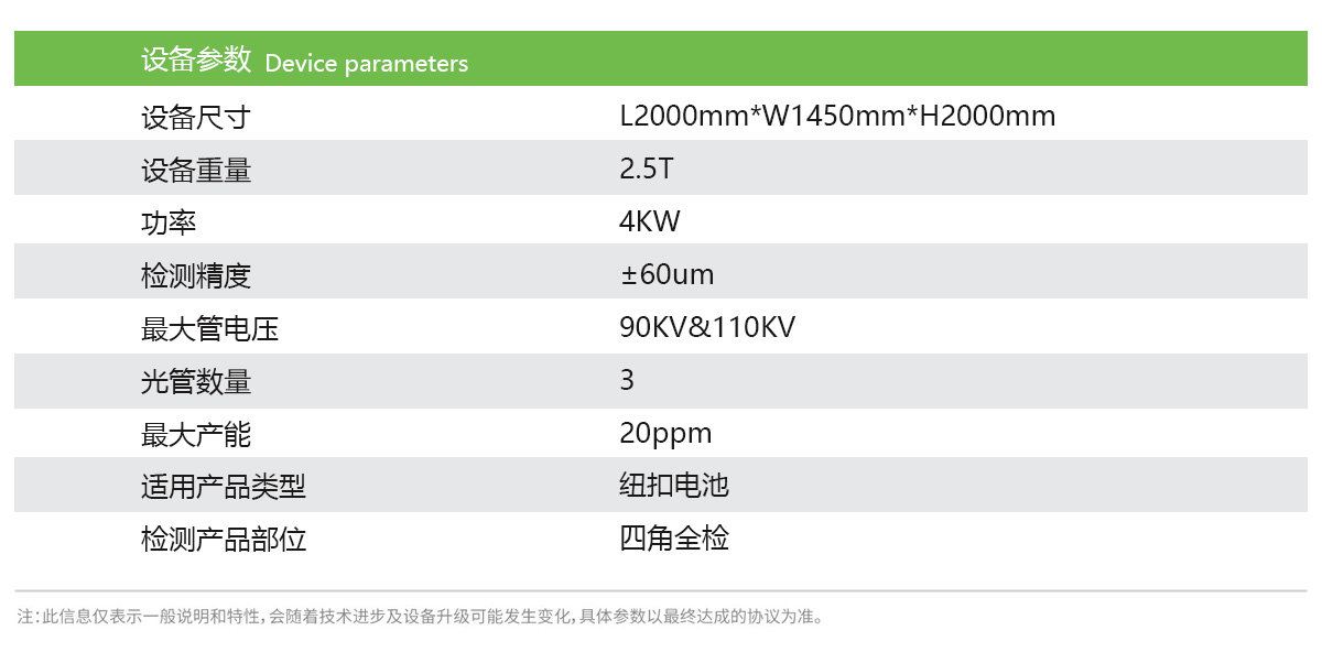 日聯(lián)科技鋰電池檢測(cè)設(shè)備參數(shù)