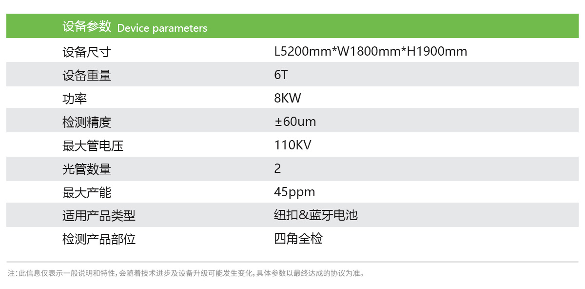 x射線檢測設備參數